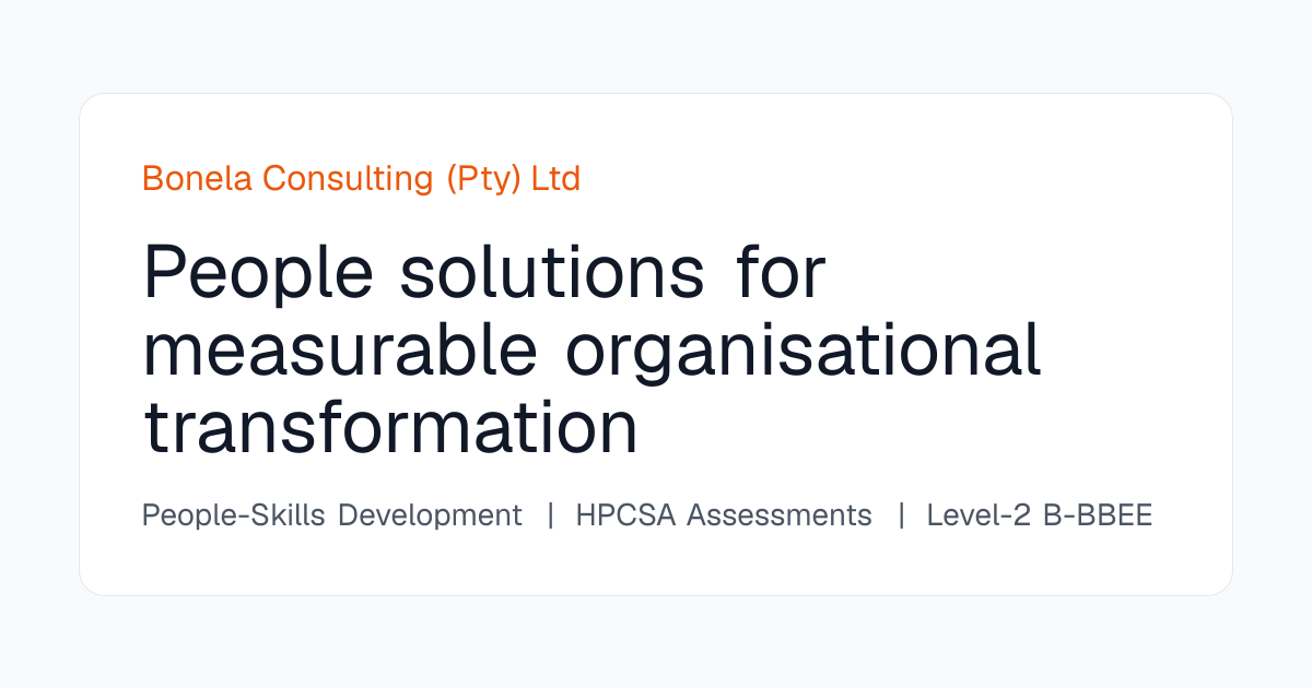 About Bonela Consulting | Bonela Consulting (Pty) Ltd